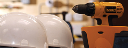 Hard hats and electric hand drill